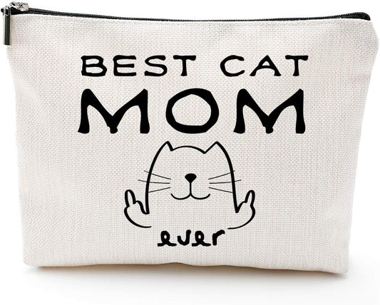 Best Cat Mom Ever - Gifts for Cat Lovers for Women, Funny Cat Gifts Cat Lovers, Mothers Day Birthday Gifts for Mom - Funny Cat Makeup Bag, Cat Gift Cosmetic Bag 1