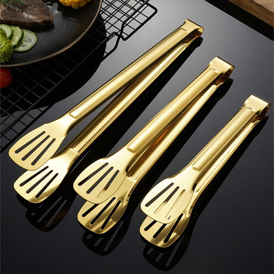 Premium Golden Stainless Steel Kitchen Tongs – Single Piece