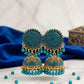 1 Carat Turquoise Stone Jhumka Earrings