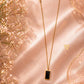 Black Stone Rectangle Pendant Necklace – 1 Carat
