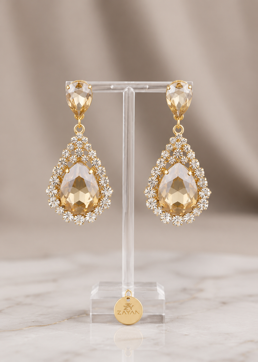 1 Carat Crystal Teardrop Drop Earrings