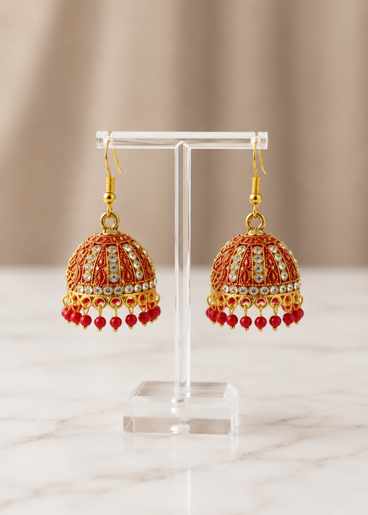 1 Carat Premium CZ Jhumka Earrings with Pearl Drops