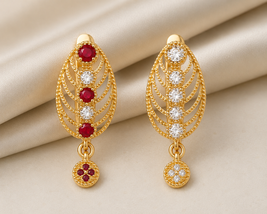 1 Carat CZ Floral Drop Earrings – Ruby & Crystal Design