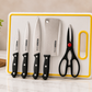 5-Piece Kitchen Knife & Scissors Set with Cutting Board