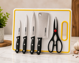 5-Piece Kitchen Knife & Scissors Set with Cutting Board