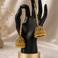 1 Carat Long Chain Jhumka Earrings with Gold Bead Tassels