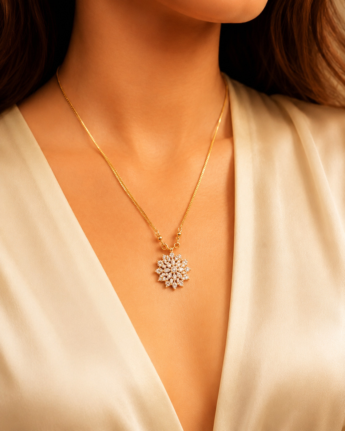 Elegant Snowflake Pendant Necklace 1 Carat