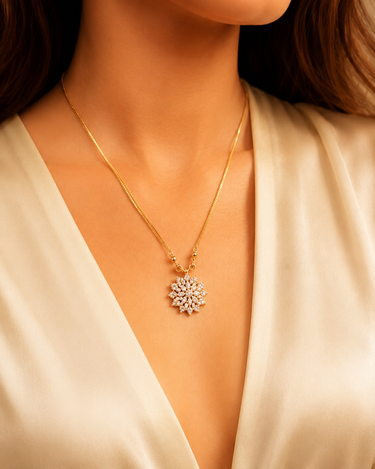 Elegant Snowflake Pendant Necklace 1 Carat