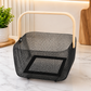Black Metal Mesh Storage Basket with Wooden Handle