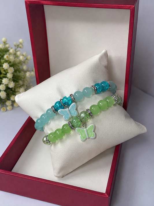 Elegant Butterfly Beaded Bracelet Set – 2 Pieces