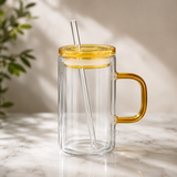 Glass Tumbler with Lid & Straw