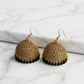 1 Carat Traditional Jhumka Earrings with Black Bead Accents