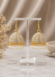 1 Carat Premium CZ Jhumka Earrings with Pearl Drops