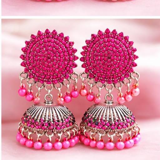 1 Carat Turquoise Stone Jhumka Earrings