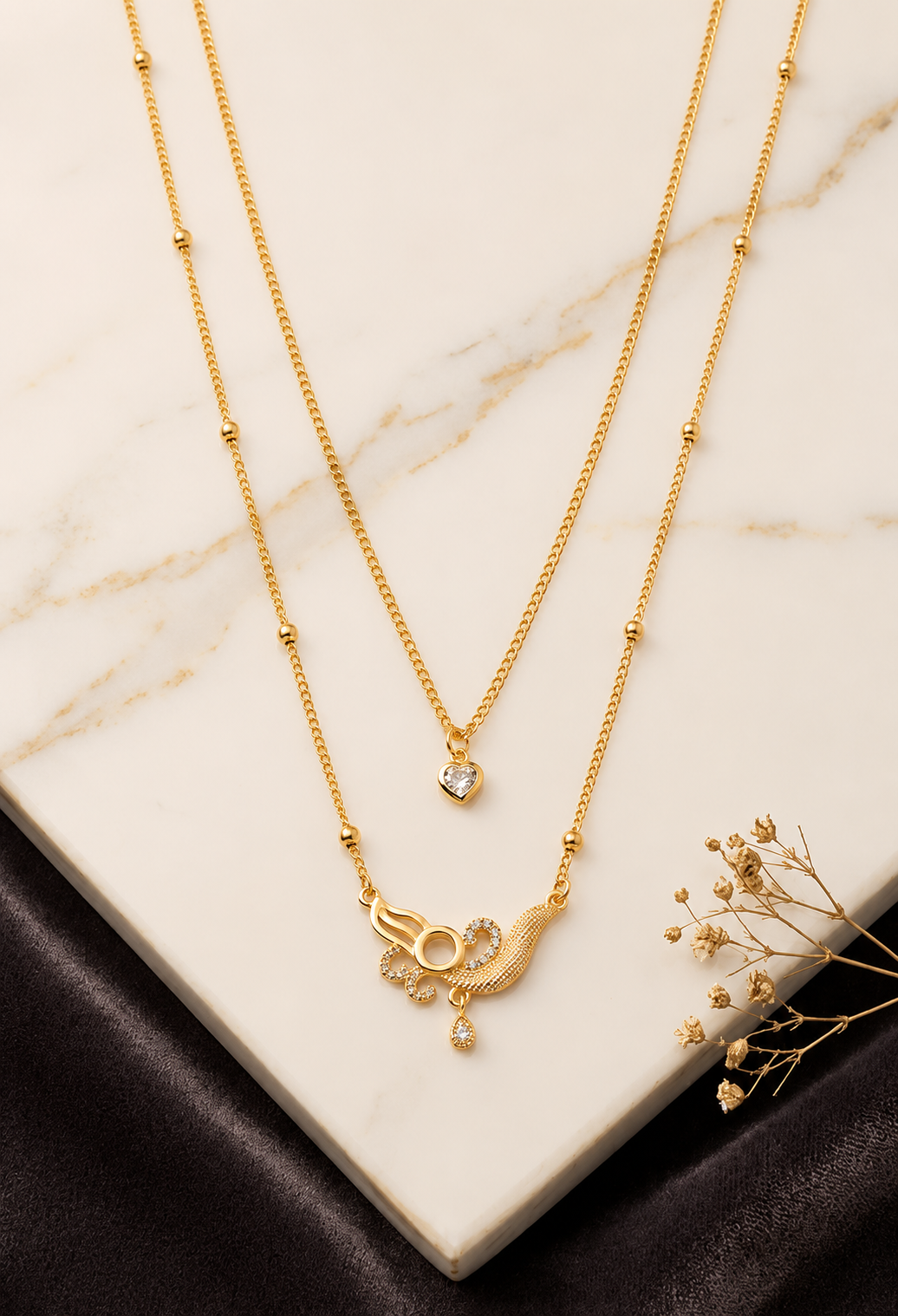 Luxury Dual Layer Pendant Necklace – 1 Carat