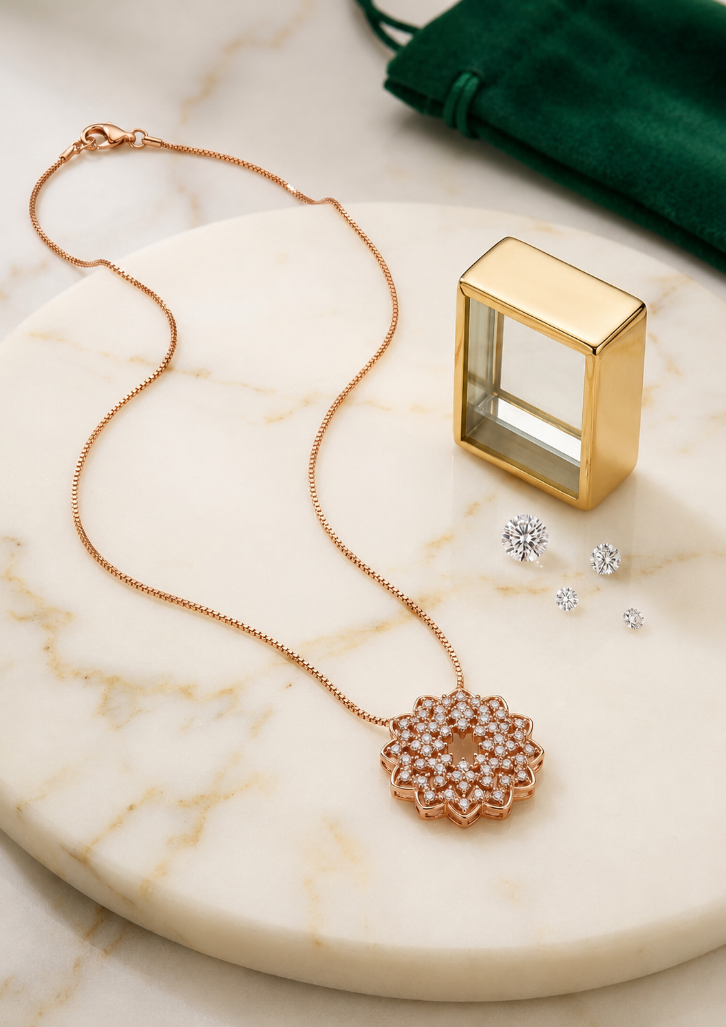 Luxury Floral Crystal Pendant Necklace – 1 Carat