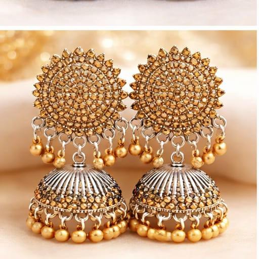 1 Carat Turquoise Stone Jhumka Earrings